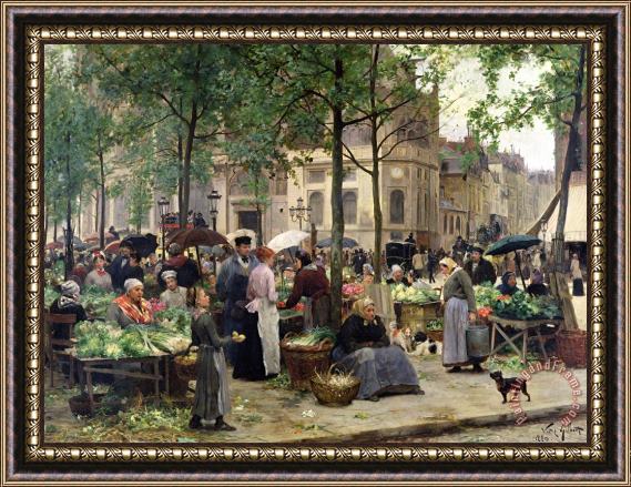 Victor Gabriel Gilbert The Square in front of Les Halles Framed Print