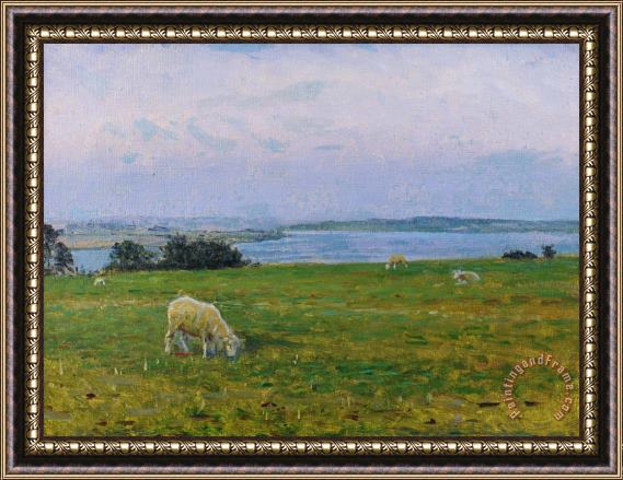 Viggo Johansen Sheep Grazing Framed Painting
