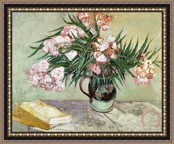 Vincent van Gogh Oleanders and Books Framed Painting