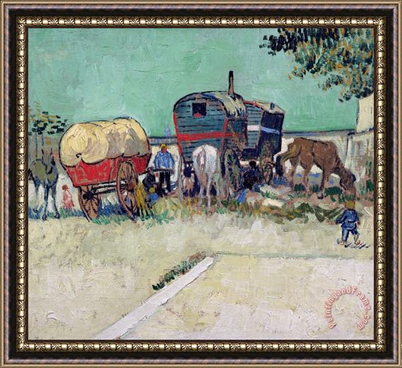 Vincent van Gogh The Caravans Gypsy Encampment Near Arles Framed Print