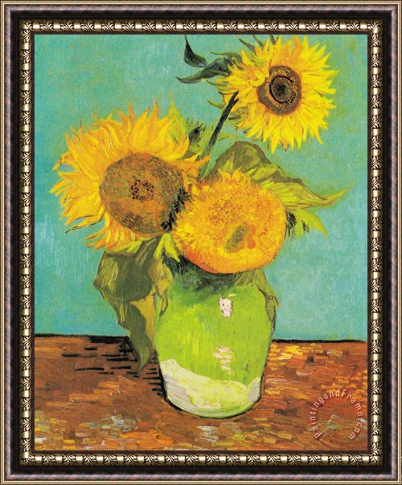 Vincent van Gogh Three Sunflowers in a Vase Framed Print