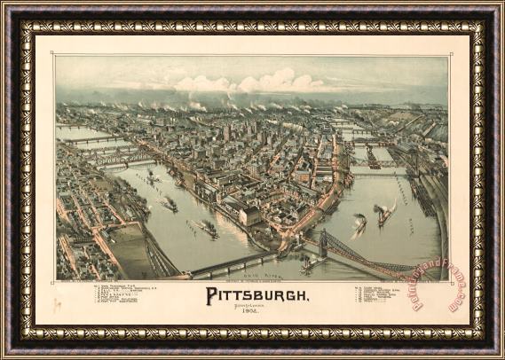 Vintage Images Pittsburg Map Framed Print