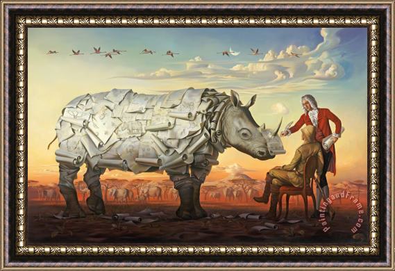 Vladimir Kush Genealogy of The White Rhino Framed Print