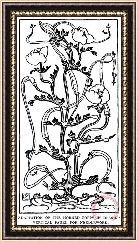 Walter Crane Horned Poppy In Design Line Drawing Framed Print