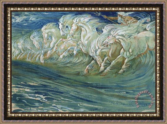 Walter Crane The Horses of Neptune Framed Painting