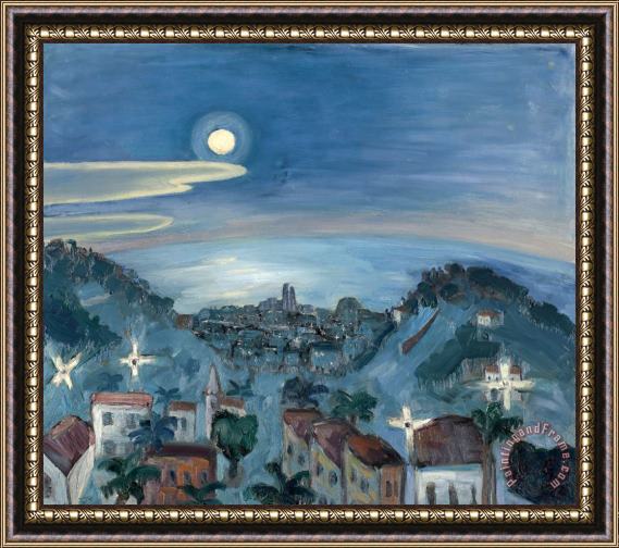 Walter Gramatte Barcelona (blick Auf Nachtliche Stadt) / Barcelona (view of The City at Night) Framed Painting