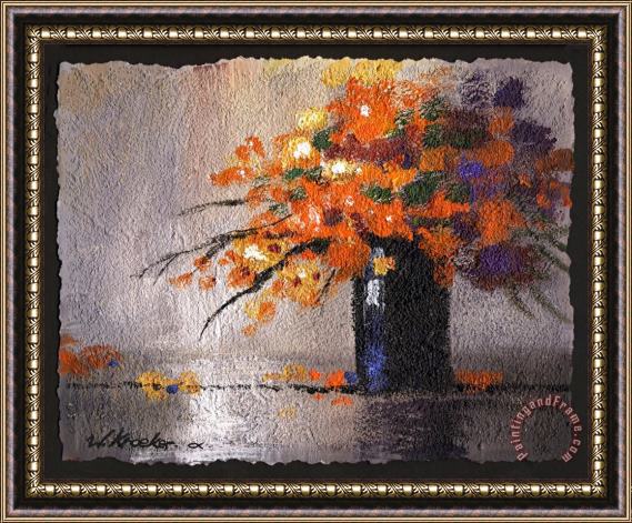 Wendy Kroeker Black Vase with Orange Flowers Framed Print