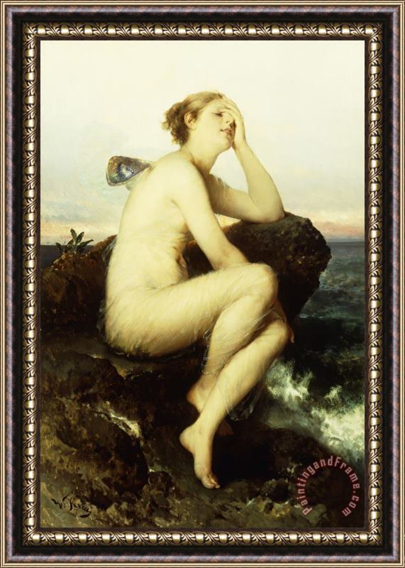 Wilhelm Kray A Nymph By The Sea Framed Painting