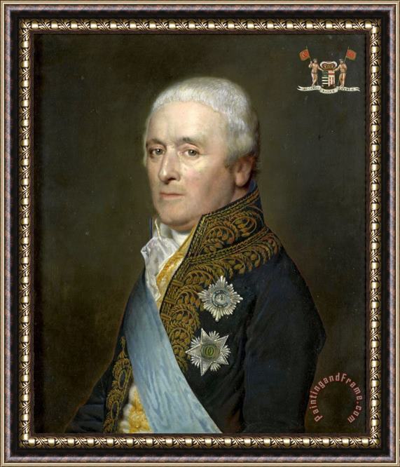 Willem Bartel van der Kooi Portrait of Adriaen Pieter Twent, Count of Rosenburg, Minister of Public Works, Minister of The Interior, Chamberlain of King Louis Napoleon Framed Painting