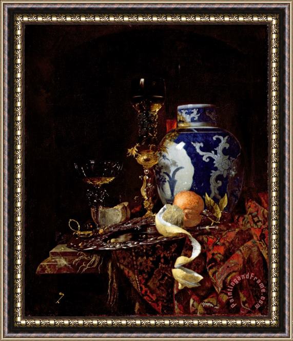 Willem Kalf Still Life with a Chinese Porcelain Jar Framed Painting
