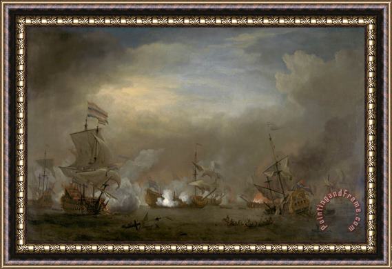 Willem van de Velde Encounter During The Battle of Kijkduin Framed Print