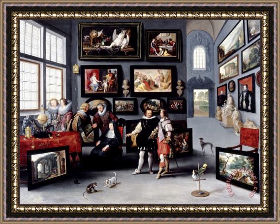Willem Van Haecht II Interior of The Salon of The Archduchess Isabella of Austria Framed Painting