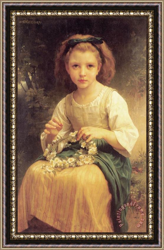 William Adolphe Bouguereau Child Braiding a Crown (1874) Framed Painting
