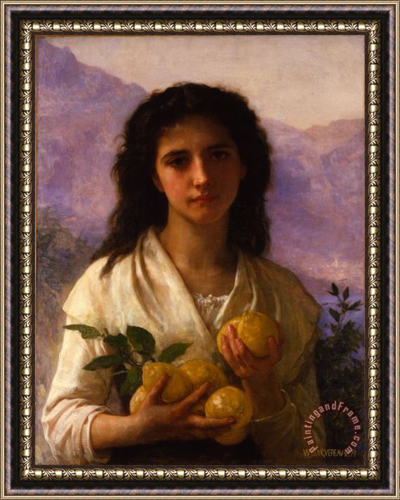 William Adolphe Bouguereau Girl Holding Lemons Framed Painting