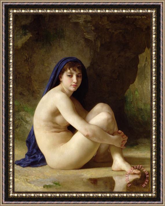 William Adolphe Bouguereau Seated Nude Framed Painting