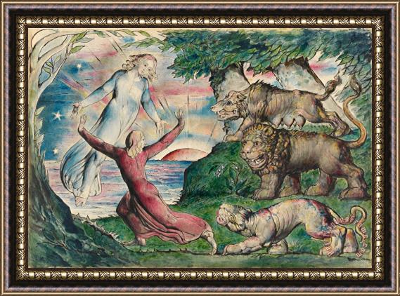 William Blake Dante Running From The Three Beasts Framed Print