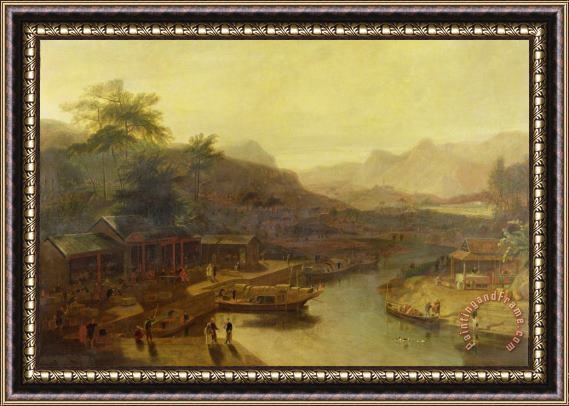 William Daniell A View in China - Cultivating the Tea Plant Framed Painting