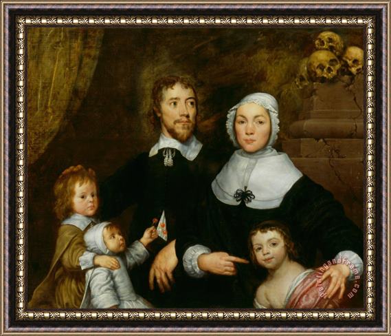 William Dobson Portrait of a Family, Probably That of Richard Streatfeild Framed Painting