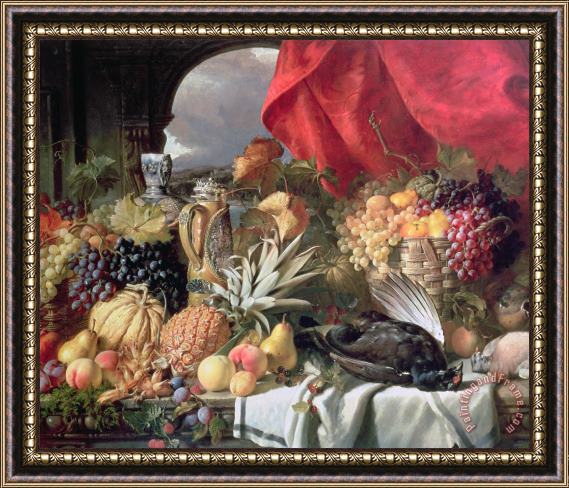 William Duffield A Still Life of Game Birds and Numerous Fruits Framed Print