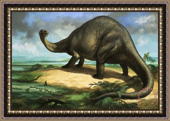 William Francis Phillipps Apatosaurus Framed Painting