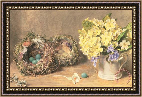 William Henry Hunt Spring Flowers and Birds' Nests Framed Painting