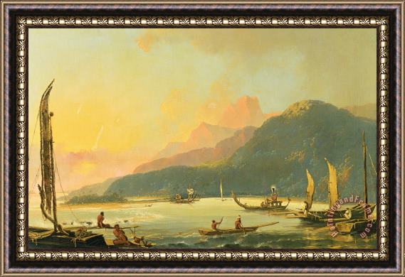 William Hodges Tahitian War Galleys in Matavai Bay - Tahiti Framed Print