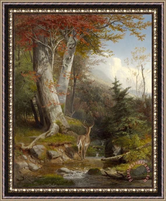 William Holbrook Beard Mountain Stream And Deer, 1865 Framed Print
