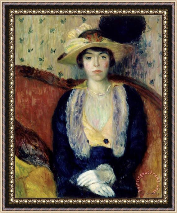 William James Glackens Miss Olga D. Framed Painting