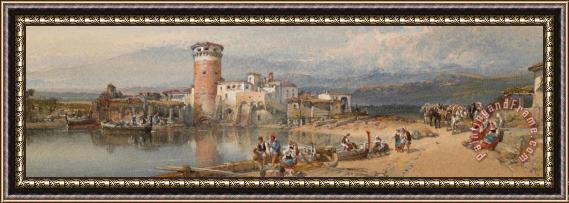 William Leighton Leitch A Sicilian Village Framed Painting