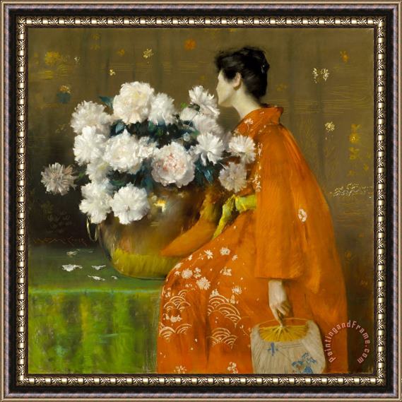 William Merritt Chase Spring Flowers (peonies) Framed Painting