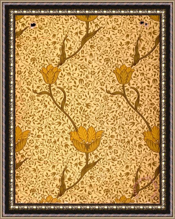 William Morris Garden Tulip Wallpaper Design Framed Painting