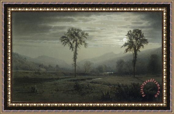 William Trost Richards Moonlight on Mount Lafayette, New Hampshire Framed Painting