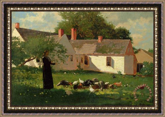 Winslow Homer Farmyard Scene Framed Painting