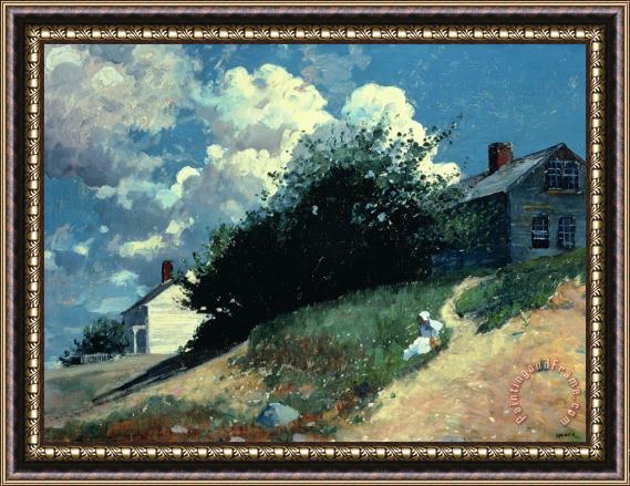 Winslow Homer Houses on a Hill Framed Painting