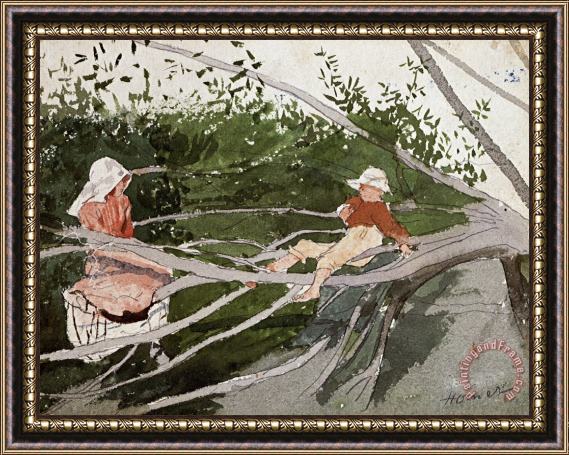 Winslow Homer Out on a Limb Framed Painting
