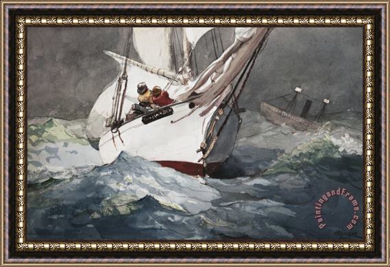 Winslow Homer Reefing Sails Around Diamond Shoals, Cape Hatteras Framed Print