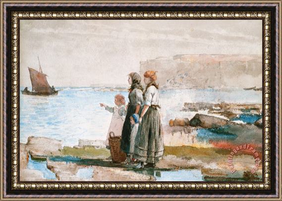 Winslow Homer Waiting for the return of the Fishing Fleets Framed Print