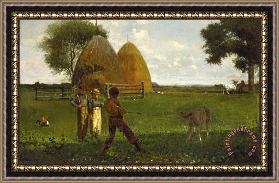 Winslow Homer Weaning The Calf Framed Painting
