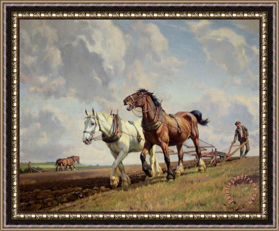 Wright Barker Ploughing The Fields Framed Painting