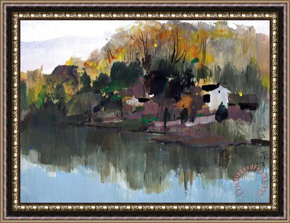 Wu Guanzhong A Riverbank, 1980 Framed Painting