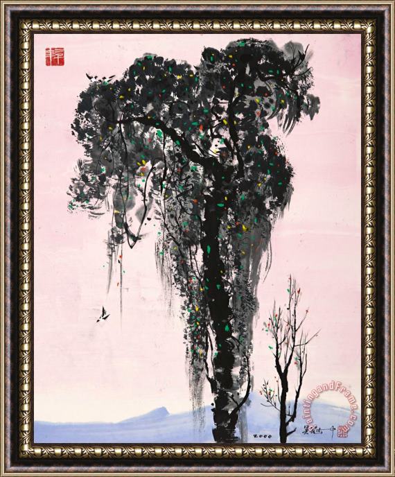 Wu Guanzhong Ancient Tree, 2000 Framed Painting
