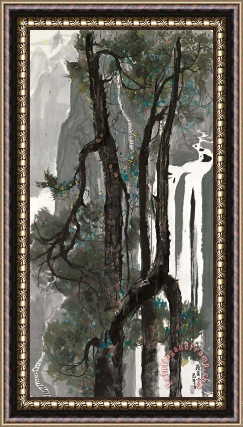Wu Guanzhong E'mei Under Li Bai's Moonlight Framed Painting