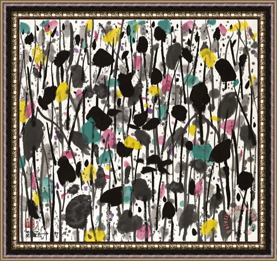 Wu Guanzhong Grass And Flowers, 1997 Framed Painting