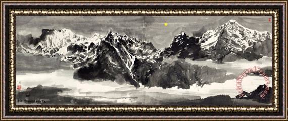 Wu Guanzhong Mount Yulong in The Moonlight, 1978 Framed Painting
