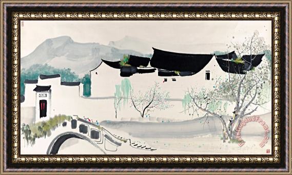 Wu Guanzhong One Fine Day Framed Painting