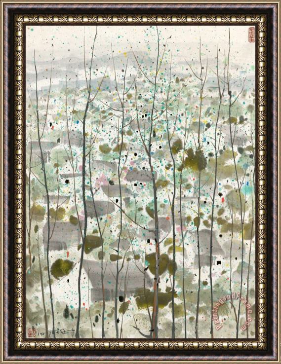 Wu Guanzhong Pine Forest Framed Painting