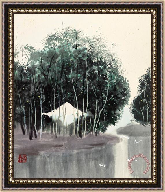 Wu Guanzhong Residence at Riverside Framed Painting