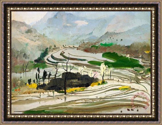 Wu Guanzhong Rice Paddies of Central Sichuan, 1979 Framed Painting