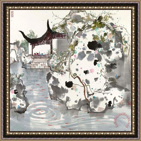 Wu Guanzhong Suzhou Pavilion Framed Painting