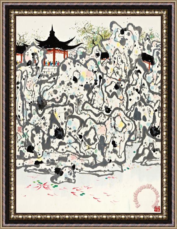 Wu Guanzhong Taihu Rock Framed Print